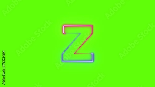 alphabet z neon light with background greenscreen