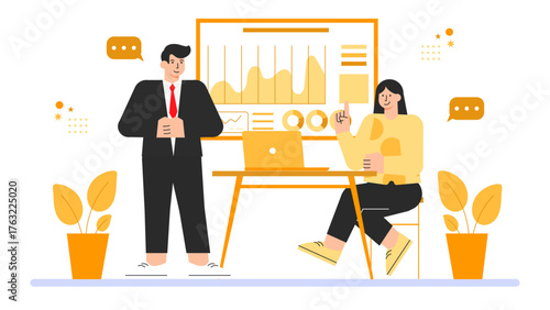 Entrepreneur Startup Business Planning Flat Vector Illustration