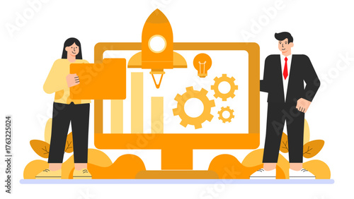 Flat Design Digital Marketing Strategy Flat Vector Illustration