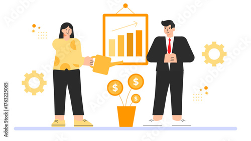 Employees Updating Skills on Learning Management Platform Flat Vector Illustration