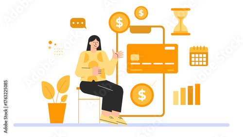Digital Payment and Online Banking Concept Flat Vector Illustration
