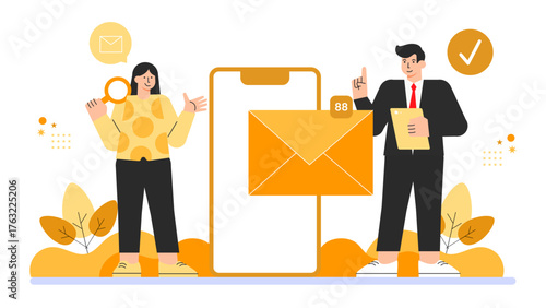 Email Marketing and Lead Generation Illustration Flat Vector Illustration