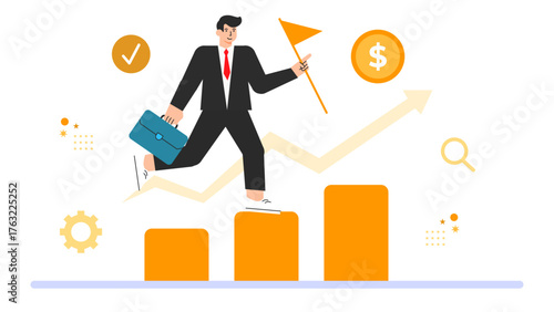 Business Success and Achievement Illustration Flat Vector Illustration