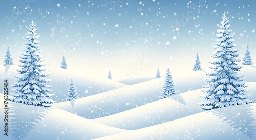 Wallpaper Mural Beautiful winter forest landscape covered in fresh snow, surrounded by tall pine trees and misty mountain hills in the distance, perfect for seasonal backgrounds Torontodigital.ca