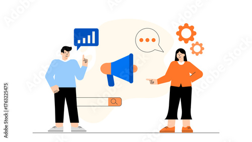 Flat Design Digital Marketing Strategy Flat Vector Illustration