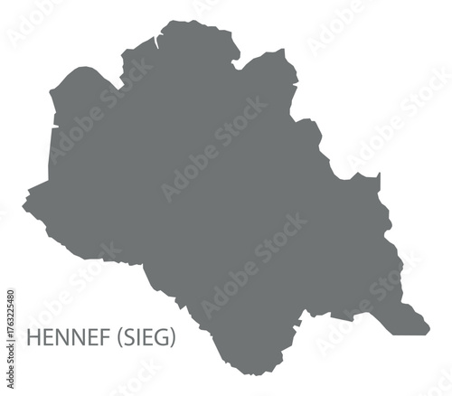 Hennef (Sieg) city map with boroughs grey illustration silhouette shape