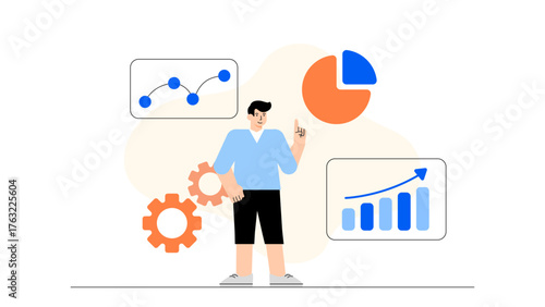 Business SEO and Content Marketing Illustration Flat Vector Illustration