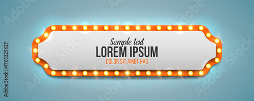Shining retro billboard. Vintage bright sign board for your design. Vector illustration.
