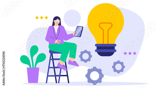 Flat Design Innovation and Creative Idea Concept Flat Vector Illustration