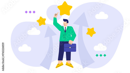 Business Success and Achievement Illustration Flat Vector Illustration