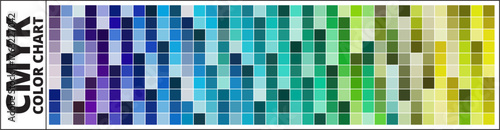 Blue to Green Color Bridge Coated CMYK. Color Chart. Print Test Page. CMYK, Pantone. Vector color palette. PANTONE-03.eps