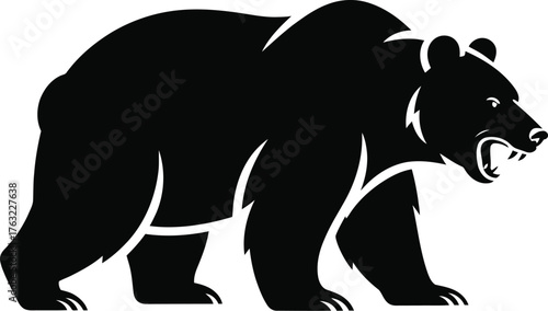 Angry Bear Wild Animal Silhouette Vector Design