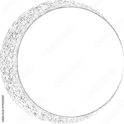 Distress basic geometric shape design . Noise dispersion circle logo . Spray effect .Grunge, grainy, gritty texture with circle frame. Distressed circle element .vector 