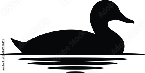 Duck Silhouette Vector Isolated Waterfowl Bird Design