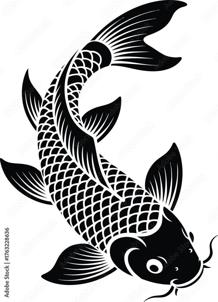 Fototapeta premium Koi Fish Vector Art Silhouette Illustration