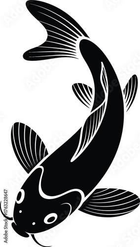 Koi Fish Vector Silhouette Graphic Illustration