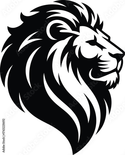 Lion Head Vector Illustration Black and White