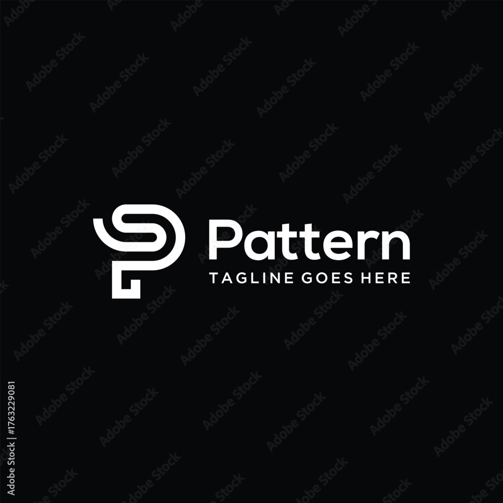 Fototapeta premium Modern Initial Letter P with minimalist geometric line pattern for digital identity branding logo design