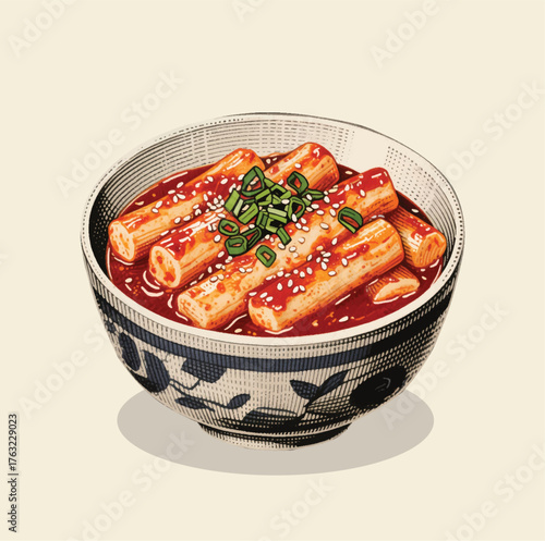Korean Tteokbokki Rice Cakes in Spicy Sauce