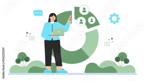 Leadership and Team Management Flat Vector Illustration