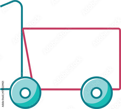 Minimal outline shopping cart with round wheels and gradient, ideal for e-commerce design.