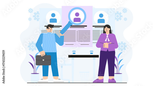 Human Resources and Employee Management Flat Vector Illustration