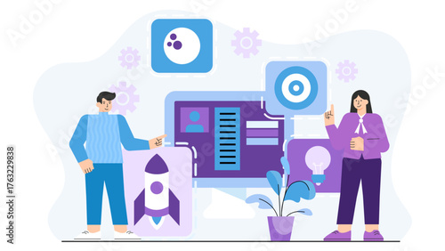 Startup Incubator and Business Innovation Flat Vector Illustration