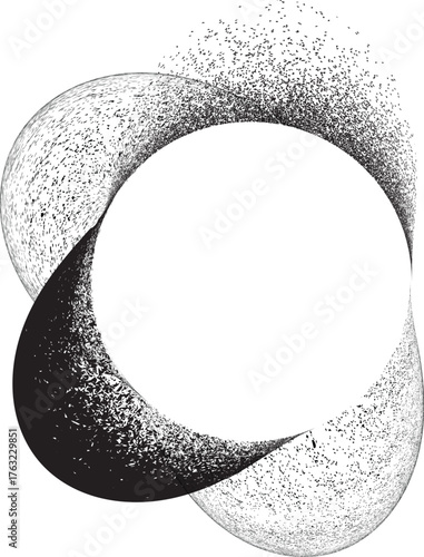 Distress basic geometric shape design . Noise dispersion circle logo . Spray effect .Grunge, grainy, gritty texture with circle frame. Distressed circle element .vector 