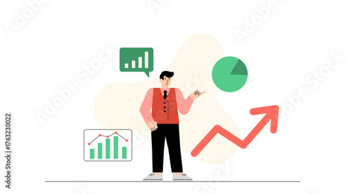 Startup Founder with Growth Strategy Flat Vector Illustration