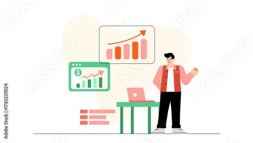 Business Pitch and Investor Presentation Flat Vector Illustration