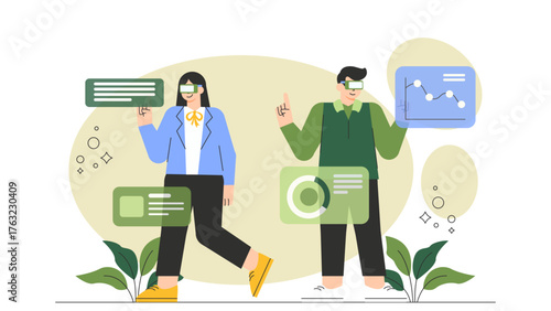 Virtual Reality in Business Flat Vector Illustration