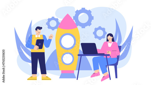 Startup Incubator and Business Innovation Flat Vector Illustration