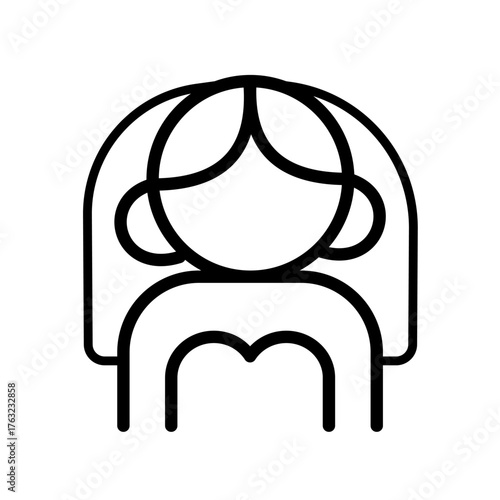 Minimalist bride with veil line vector icon