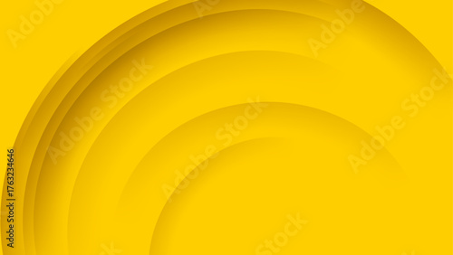 Yellow abstract background design with curved shapes and shadows
