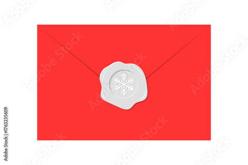Christmas red envelope sealed with snowflake wax stamp, festive winter correspondence concept