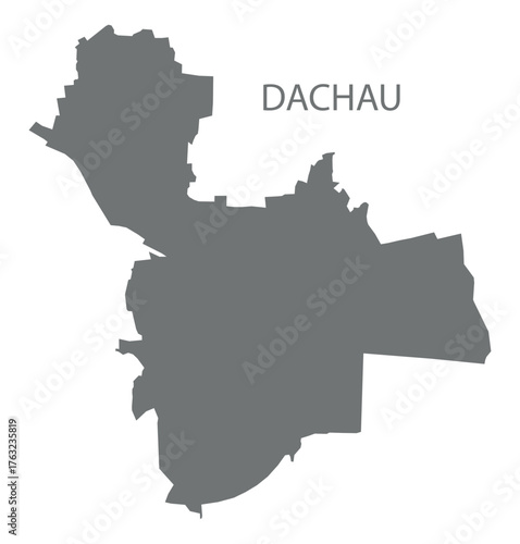 Dachau city map with boroughs grey illustration silhouette shape