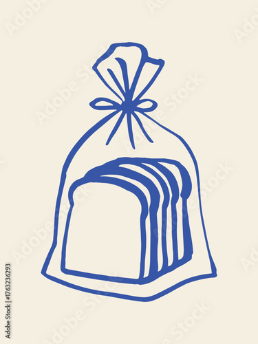 Sliced bread in bag minimalist sketch vector illustration
