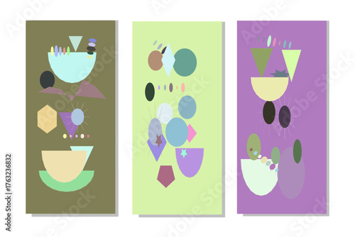 Abstract Geometric Shapes Wall Art Set – Modern Teal & Golden Decor