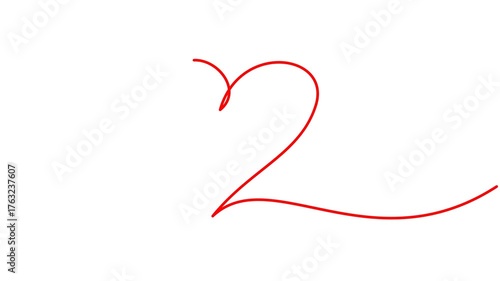 Red heart. Animation continuous one line drawing of a heart sign. Full length animation video