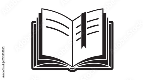 Open book with ribbon bookmark, education resources icon for lung cancer awareness, screening information, and community learning