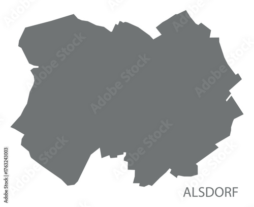 Alsdorf city map with boroughs grey illustration silhouette shape
