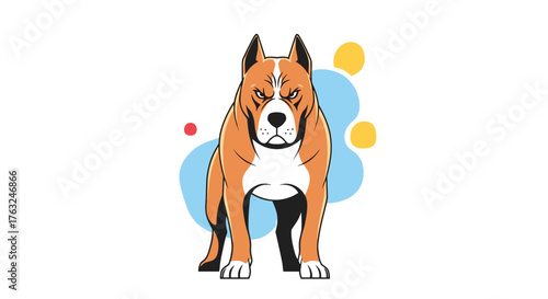 Strong Pitbull Dog Standing Proudly with Focused Eyes.