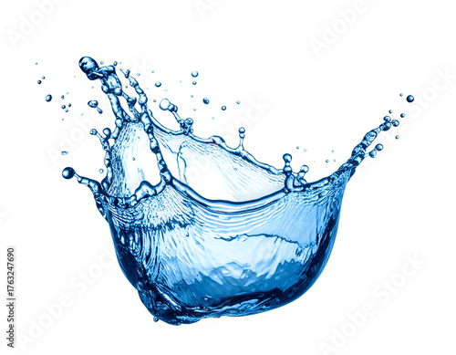 A dynamic, detailed capture of water mid-splash, displaying its liquid form