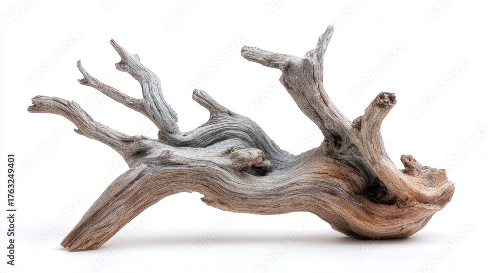 Fototapeta premium Driftwood sculpture piece isolated on white background