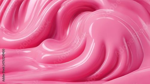Bubble gum surface texture. Pink liquid slime splashes abstract background.