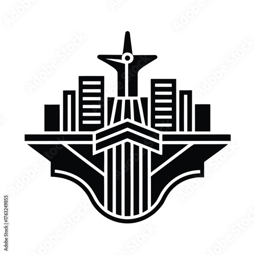 Brasilia Gold Line Art Icon