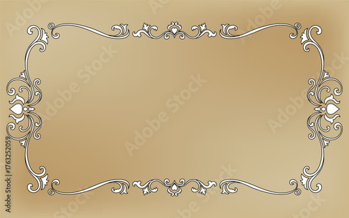 Vintage frame with scrolled wood pattern, Rococo elements