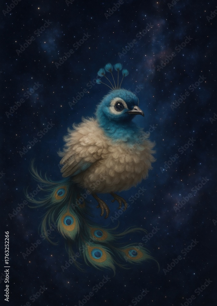 Fototapeta premium Ethereal peacock in cosmic space
