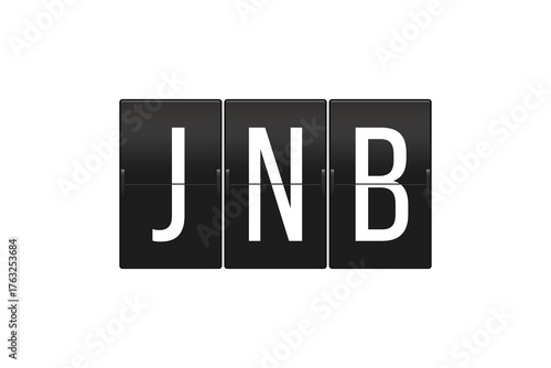 JNB Airport Code on Split Flap Display Representing O. R. Tambo International Airport in Johannesburg South Africa Travel Concept