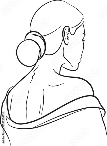 Stylized illustration of a female figure s back with colorful accents